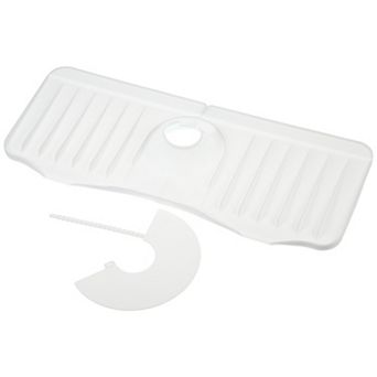 1 Set Faucet Drain Pad, Silicone Sink Splash Guard, Dish Drying Mats Sponge Holder 14.57"x5.71"