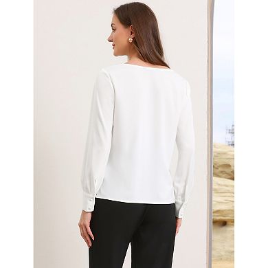 Casual Work Shirt for Women's Cowl Neck Office Fall Trendy Shirts Blouses