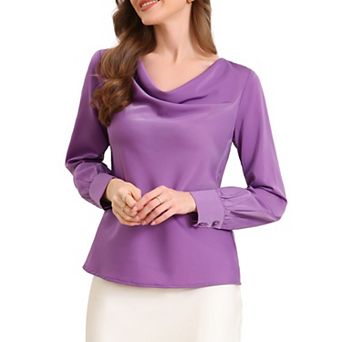 Casual Work Shirt for Women's Cowl Neck Office Fall Trendy Shirts Blouses