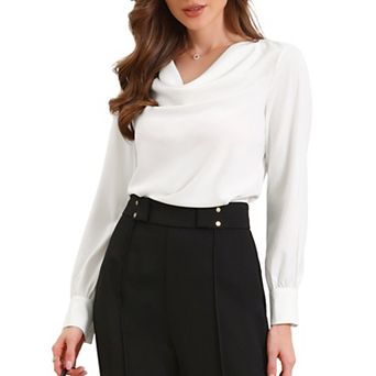 Casual Work Shirt for Women's Cowl Neck Office Fall Trendy Shirts Blouses