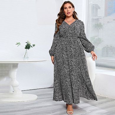 Women Plus Size Wrap Maxi Dress Short Flutter Sleeves Empire Waist Split A Line Boho Casual Dress