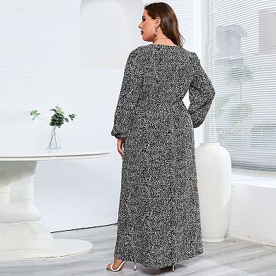 Women Plus Size Wrap Maxi Dress Short Flutter Sleeves Empire Waist Split A Line Boho Casual Dress