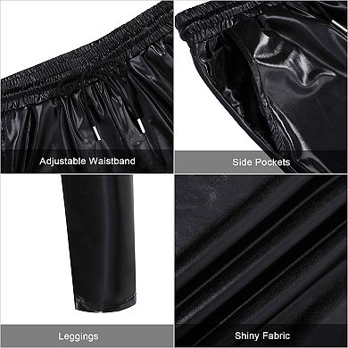 Mens Metallic Shiny Pants Disco Party Dance Leg Trousers Drawstring Nightclub Pant
