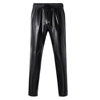 Mens Metallic Shiny Pants Disco Party Dance Leg Trousers Drawstring Nightclub Pant