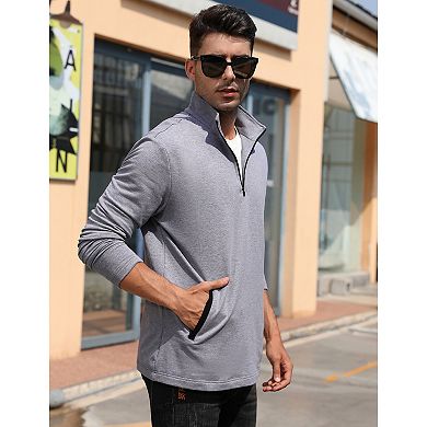Men's Pullover Top Half Zip Golf Jacket Long Sleeve Polo Sport Shirts