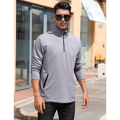 Men's Pullover Top Half Zip Golf Jacket Long Sleeve Polo Sport Shirts