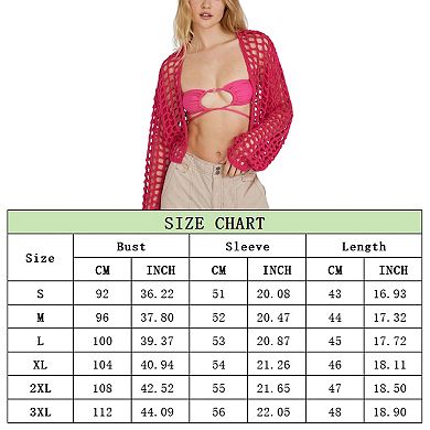 Summer Hollow Out Shrugs Women's Y2k Sunscreen Shawl Long Sleeve Crop Tops Open Front Cardigan