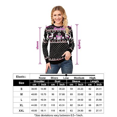 Women Family Christmas Sweater Crew Neck Knitted Long Sleeve Tops