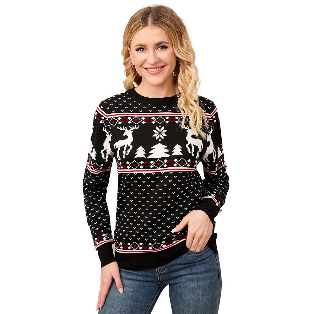 Womens Casual Christmas V Neck Sweater