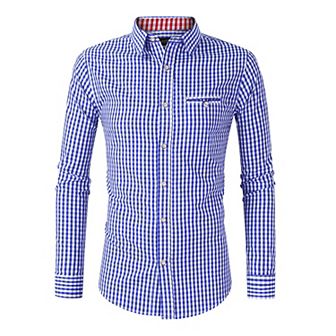 Men's Long Sleeve Tops Button Down Dress Shirts Slim Fit Plaid Shirt