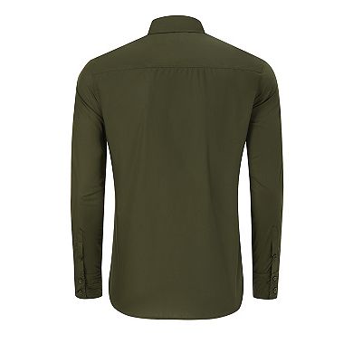 Men's Western Cowboy Shirt Long Sleeve Cotton Embroidered Button Down Work Shirt with Pockets