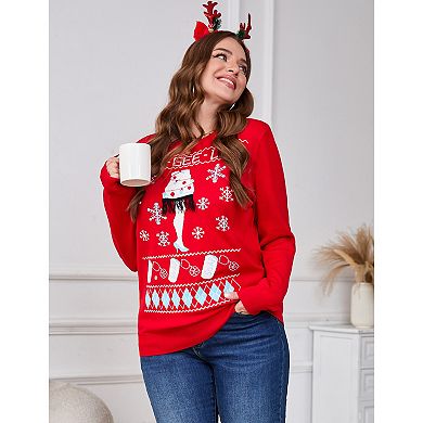Plus Size Christmas Shirts Women Crew Neck Pullover Sweaters Xmas Long Sleeve Tops