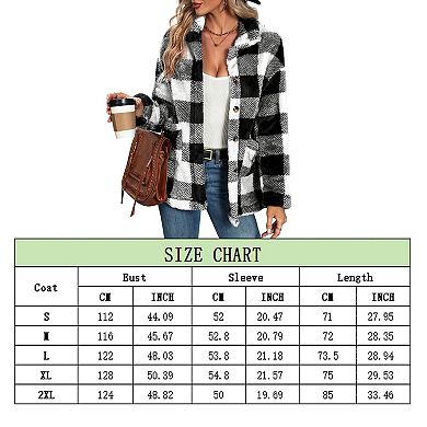 Women Casual Plaid Flannel Fake Jacket Oversized Long Sleeve Coat Button Down Shirts Tops