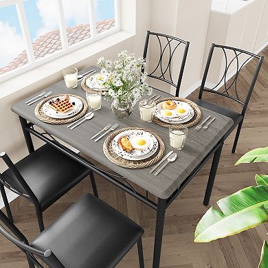 Kitchen Table and Chairs for 4, Dining Room Table Set with 4 Upholstered Chairs