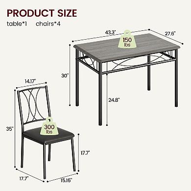 Kitchen Table and Chairs for 4, Dining Room Table Set with 4 Upholstered Chairs