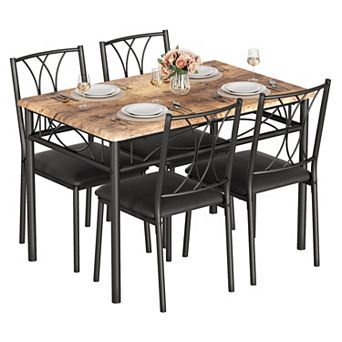 Kitchen Table and Chairs for 4, Dining Room Table Set with 4 Upholstered Chairs
