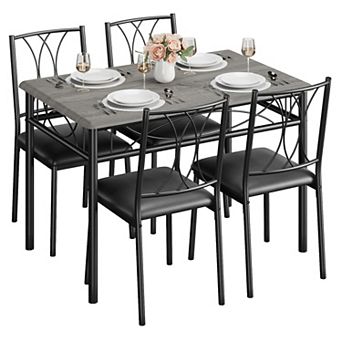 Kitchen Table and Chairs for 4, Dining Room Table Set with 4 Upholstered Chairs