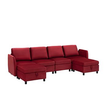86 Inch Sofa With Petal & Comfortable Cushion, Comfy Modern 9-Seats Sofa
