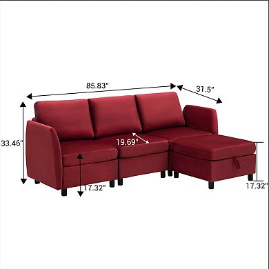 86 Inch Sofa With Petal & Comfortable Cushion, Comfy Modern 9-Seats Sofa