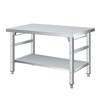 Stainless Steel Folding Table 36x24 in with Undershelf, 920 lbs Load