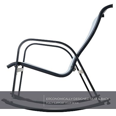 Mondawe Outdoor Rocking Chair,Triple-Layer Rustproof With Breathable Mesh Swing Chair