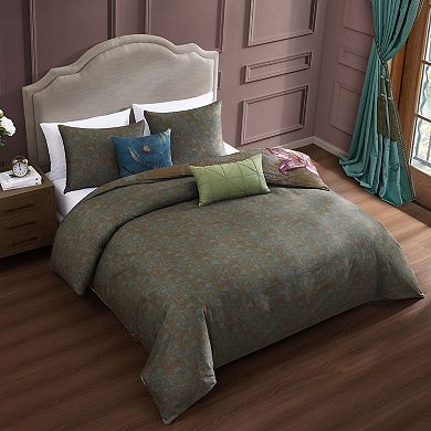 Bebejan Birds on Chocolate Brown 100% Cotton Sateen 5 Piece Reversible Comforter Set