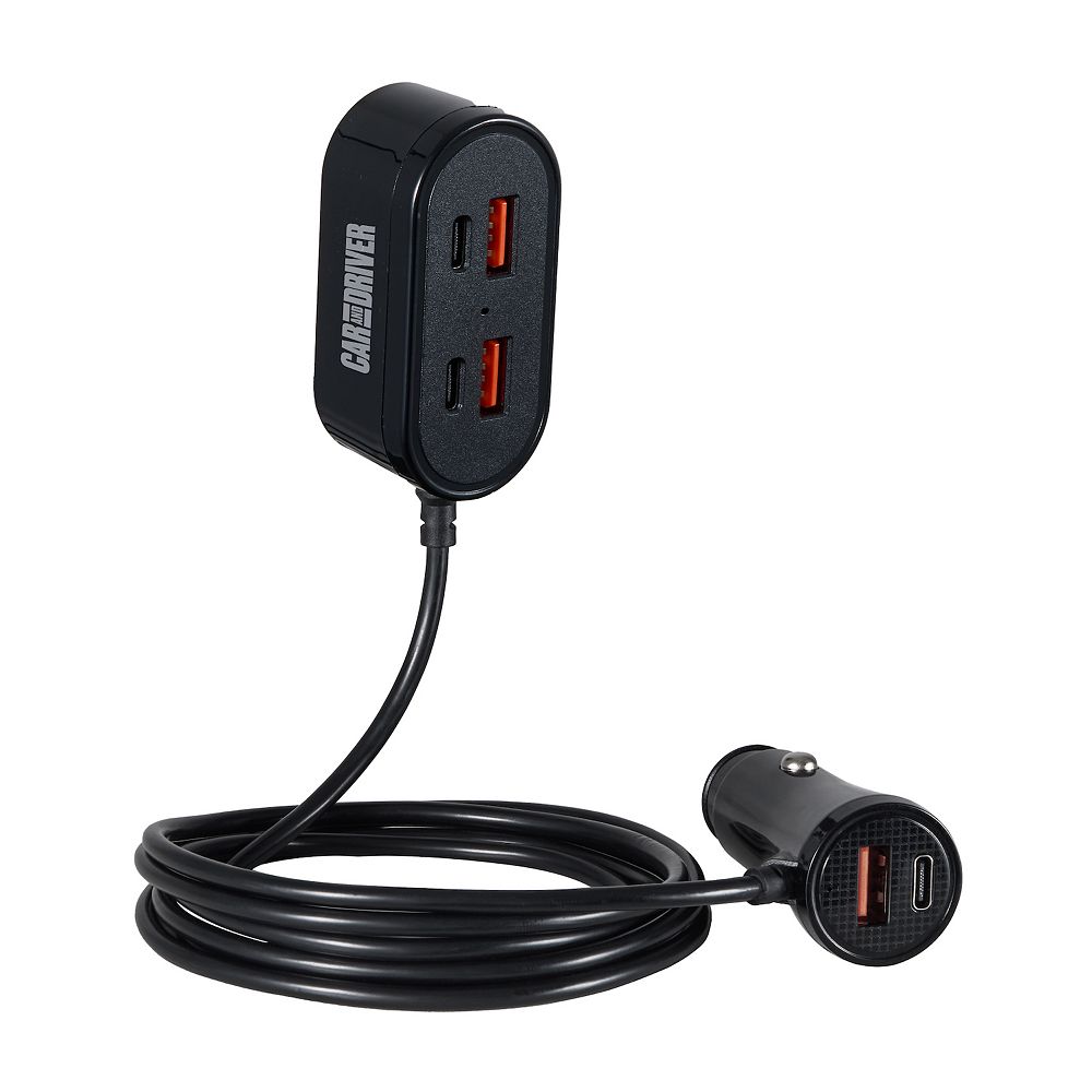 Car and Driver Charger with Extension Cable & Dual USB Ports