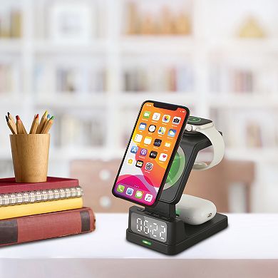 ChargeWorx Wireless Charging Clock & Phone Stand