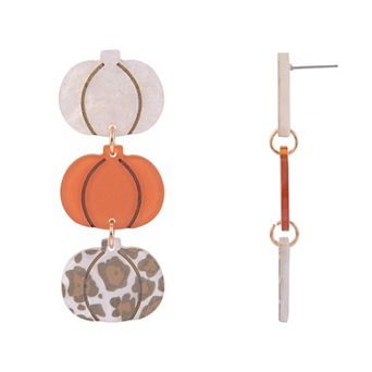 Carved Resin Pumpkin Linear Earrings