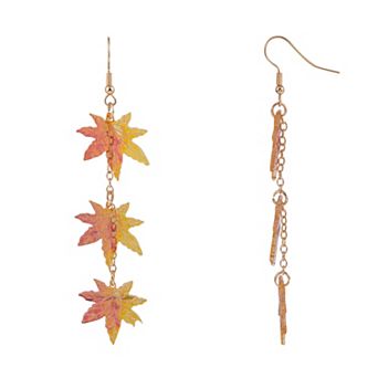 Yellow and Orange Acrylic Linear Leaf Earrings