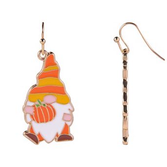Enamel Gnome with Pumpkin Earrings