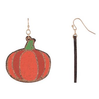 Cork and Enamel Pumpkin Earrings