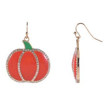 Enamel and Stone Pumpkin Drop Earrings