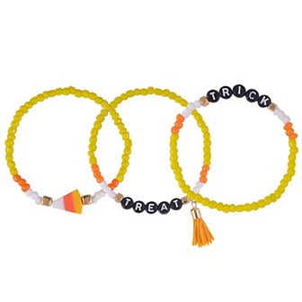 Gold Tone 3 pc Trick or Treat Beaded Stretch Bracelet Set