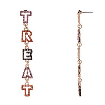 Gold Tone Multi Colored Stone Trick or Treat Linear Earrings