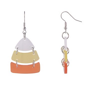 Silver Tone Candy Corn Drop Earrings