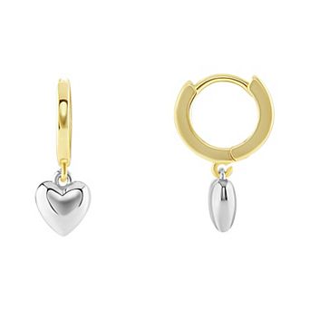 PRIMROSE 14k Gold & Fine Silver Plated Polished Heart Hoop Earrings