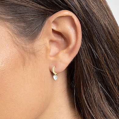 PRIMROSE 14k Gold & Fine Silver Plated Polished Heart Hoop Earrings