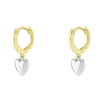 PRIMROSE 14k Gold & Fine Silver Plated Polished Heart Hoop Earrings