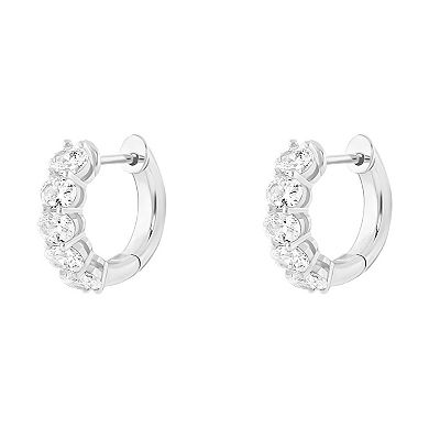 PRIMROSE 14k Gold Plated Oval Cubic Zirconia Huggie Hoop Earrings