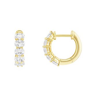 PRIMROSE 14k Gold Plated Oval Cubic Zirconia Huggie Hoop Earrings