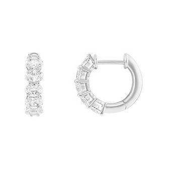 PRIMROSE 14k Gold Plated Oval Cubic Zirconia Huggie Hoop Earrings