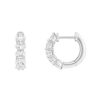 PRIMROSE 14k Gold Plated Oval Cubic Zirconia Huggie Hoop Earrings