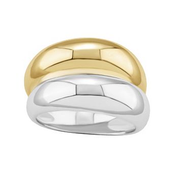 PRIMROSE 14k Gold & Fine Silver Plated Double Wide Band Ring