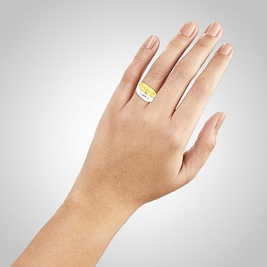 PRIMROSE 14k Gold & Fine Silver Plated Double Wide Band Ring