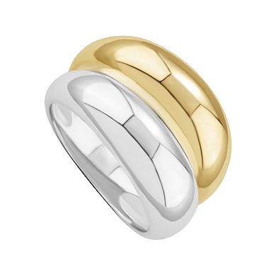 PRIMROSE 14k Gold & Fine Silver Plated Double Wide Band Ring