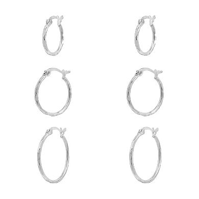 PRIMROSE Diamond Cut Hoop Earrings Trio Set