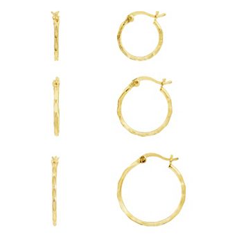 PRIMROSE Diamond Cut Hoop Earrings Trio Set