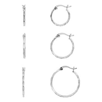 PRIMROSE Diamond Cut Hoop Earrings Trio Set