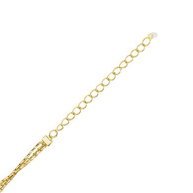 PRIMROSE Cubic Zirconia Triple Diamond Cut Snake Chain Necklace